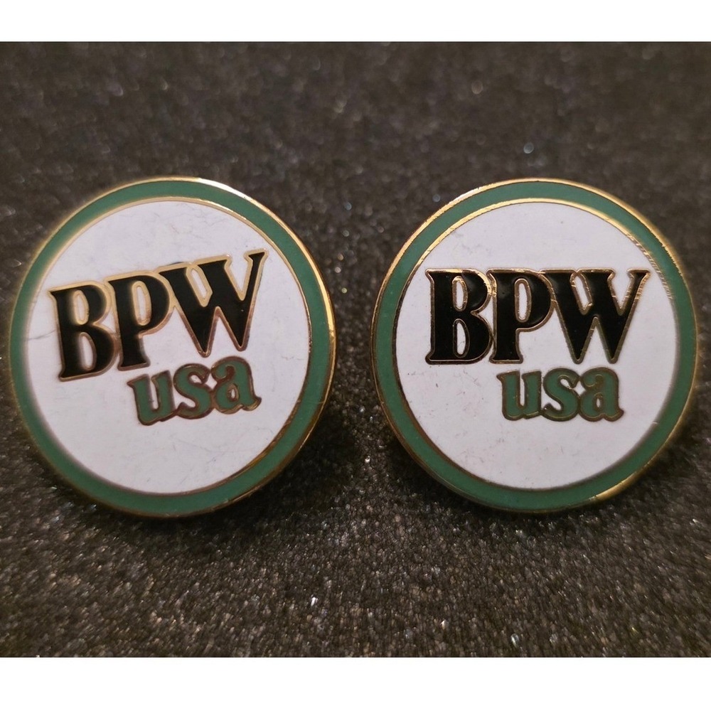 BPW USA Pin Set of 2 Business and Professional Women Vintage Gold Enamel